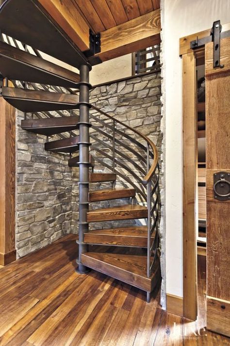 Neutral Mountain Spiral Staircase Alcove Tre Kunst, Loft Staircase, Stair Kits, Circular Stairs, Diy Staircase, Winding Staircase, Loft Stairs, Metal Stairs, Stairs Architecture