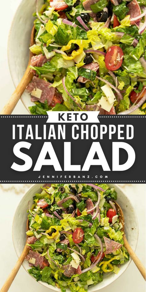 If you love salad, add this best Italian chopped salad to your spring salad recipes! An easy keto salad recipe that's low-carb and made with a homemade Italian dressing! High in protein and loaded down with all the good stuff. Sounds good, right? Try it! Low Carb Dinner Salads, Low Carb Caprese Salad, Keto Green Salad Recipes, Keto Salads Recipes For Dinner, Keto Chopped Salad Recipes, Keto Salads Recipes Easy, Keto Salads Recipes, Low Carb Salad Recipes, Healthy Salad Recipes For Dinner