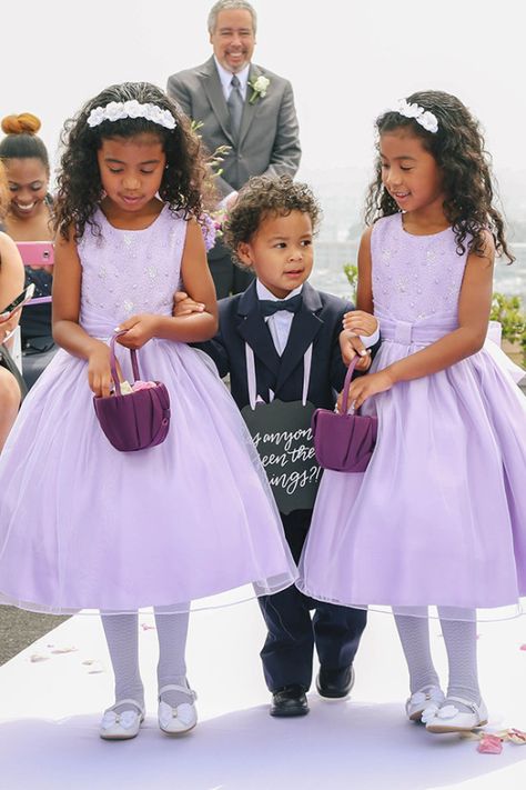 Ring Bearer Outfit Purple, Ring Bearers Ideas, Flower Girl Dresses Purple, Lavender Flower Girl Dress, Lilac Flower Girl Dresses, Wedding Flow, Flower Girl Dress Ideas, Ring Bearer Outfits, Purple Flower Girls