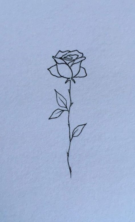 Simple rose stencil tattoo design Cute Simple Rose Tattoos, Small Rose Tattoo On Chest, Rose Tattoo Small Wrist, Simple Hip Tattoos Women Small, Tiny Rose Drawing, Beginner Tattoos Ideas Simple, Small Simple Hip Tattoos, Fine Line Rose Tattoo Arm, Hip Tattoos Women Stencil