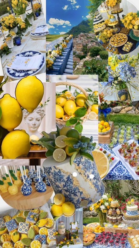 Lemon Themed Party, Lemon Themed Bridal Shower, Italian Party, Italian Theme, Bridal Shower Inspo, Dinner Party Themes, Welcome To The Party, Italian Summer, Garden Theme