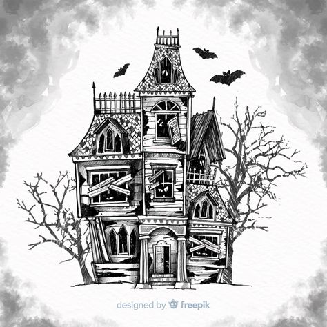 More than 3 millions free vectors, PSD, photos and free icons. Exclusive freebies and all graphic resources that you need for your projects Haunted House Background, Haunted House Tattoo, Haunted House Drawing, Scary Houses, House Background, Baba Jaga, Casa Halloween, Creepy Houses, Halloween Haunted House