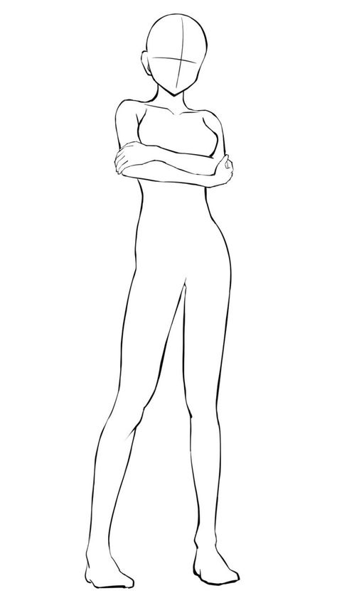 Female Pose Reference Drawing Shy, Oc Template Base Drawing Female, Anime Body Outline Poses, Oc Body Base Female Pose, Pose Sketches Reference Female, Female Pose Reference Drawing Standing Straight, Female Drawing Base Standing, Female Base Reference, Female Pose Template