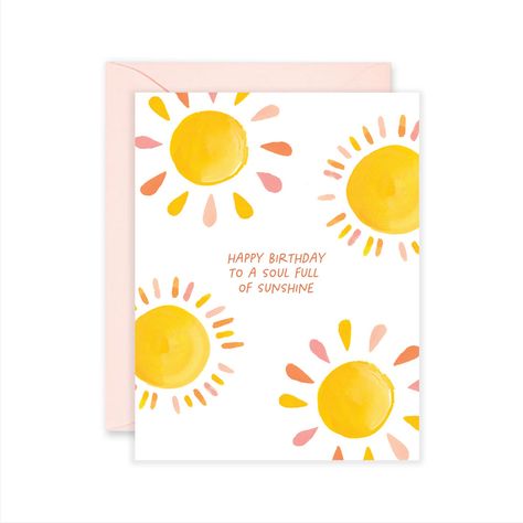 Sunshine Soul Birthday Card Soul Full Of Sunshine, Happy Birthday Cards Diy, Butterfly Birthday Cards, Watercolor Birthday Cards, Birthday Card Drawing, Homemade Card, Card Inspo, Simple Birthday Cards, Homemade Birthday Cards