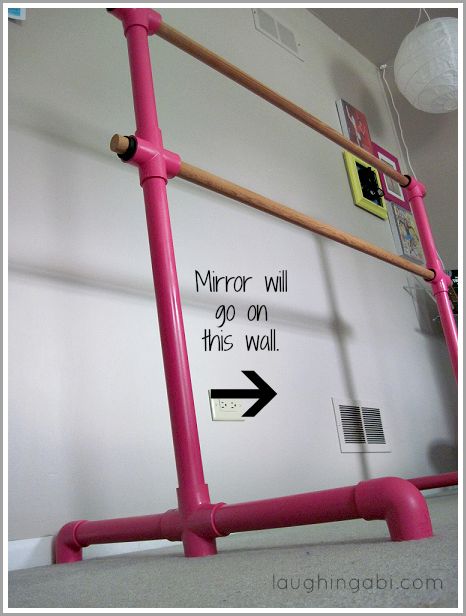 Assemble an easy ballet bar on the cheap. @ Erin Anderson, this would be cool in your basement Diy Dishwasher Tablets, Christmas Wreaths For Windows, Ballet Bar, Home Dance Studio, Homemade Fabric Softener, Home Gym Inspiration, Pvc Pipe Projects, Decoration Evenementielle, Pvc Projects