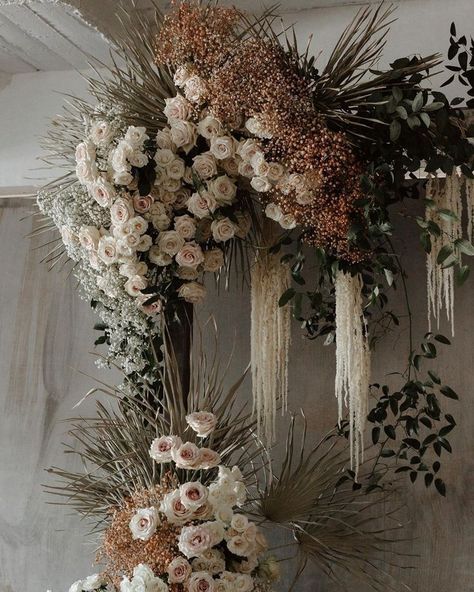 Romantic Reception, Wedding Reception Flowers, Wedding Backdrop Decorations, Flower Installation, Galia Lahav, Reception Flowers, Floral Arch, Dried Floral, Wedding Flower Arrangements