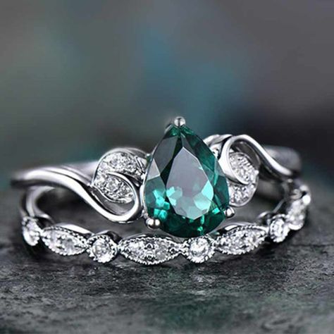 "Elegant Dainty Lake Green Anillos 925 Silver Couple Ring Set, Vip211 Stone: Cubic Zirconia Metal : Silver Plated On Brass Comfortable And Durable Material Comes With Attractive Packaging!! Occasion: Anniversary, Engagement, Gift, Party, Wedding, Personal Use, Etc. Message Me For Any Query. Thank You " Attractive Packaging, May Emerald, Apatite Ring, Birthstone Stacking Rings, Emerald Birthstone, Couples Ring Set, Wedding Plan, Fantasy Wedding, Couple Ring