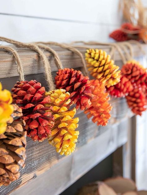 Diy Decor With Pinecones, Diy Fall Decor With Pinecones, Simple Diy Fall Crafts For Kids, Thanksgiving Decor Ideas Diy, Autumn Pinecone Crafts, Fall Diy Table Decor, Fall Pinecone Crafts Autumn, Simple Diy Fall Crafts, Craft With Pinecones