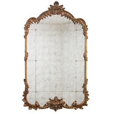 Vintage Gold Leaf Finish with Eglomise Mirrored Panels Lillian August Hyde Ornate Traditional Accent Mirror - Wall & Accent Mirrors | Size 67.0 H x 42.0 W x 1.75 D in | Perigold Mirror Panel, Lillian August, Classic Mirror, Mirror Panels, Salon Suites, Accent Mirror, Ornate Frame, Dining Room Walls, Beveled Mirror