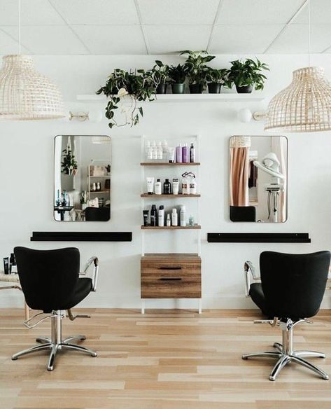 2 Chair Salon Suite, Hairstylist Suite Ideas, Hairdressing Salon Interior Design, Salon Suite Ideas, Mini Salon Ideas, Small Salon Designs, Small Hair Salon, Salon Suite Decor, Ruangan Studio