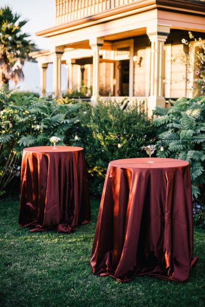 Wedding Reception Table Linens, Fall Cocktail Party, Cocktail Table Decor, Burgundy Party, Cocktail Party Decor, Candle Wedding Centerpieces, Bhldn Dress, Refined Wedding, Brown Wedding