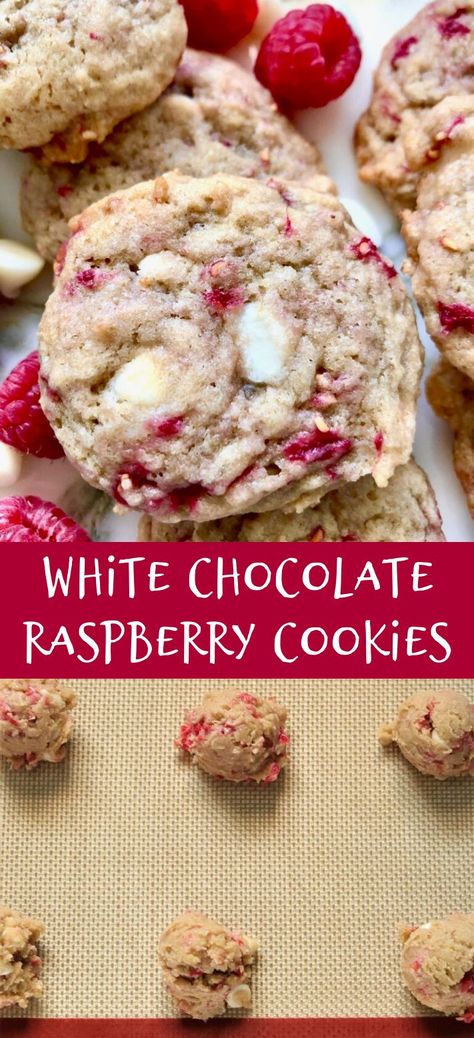 White chocolate raspberry cookies are such a delight. The white chocolate blends perfectly with the raspberries, making these amazing. We have raspberry bushes and they bloom late in the season. I love this time of year when you can go pick them right in your back yard. Remember, when you add fruit to cookie dough, the cookies are sometimes a little cakier. However these cookies are kind of in between. They are a little thicker cookie and perfectly chewy. Cookies Raspberry White Chocolate, Raspberry And White Chocolate Cheesecake Cookies, White Chocolate Raspberry Cookies Recipe, Raspberry Jam Cookie Recipes, Raspberry Butter Cookies, Raspberry White Chocolate Cookie, Black Raspberry Cookies, White Choc Raspberry Cookies, White Chocolate Chip Raspberry Cookies