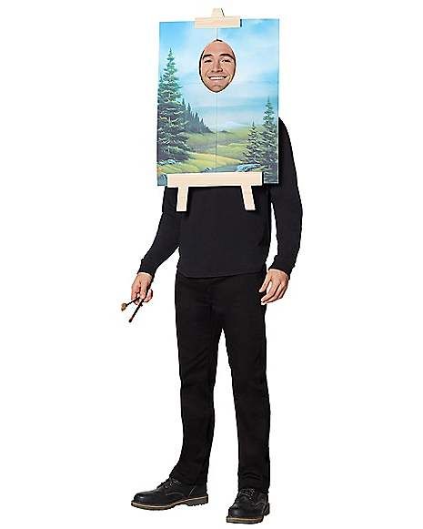 Bob Ross Painting Costume - Firefly - Spirithalloween.com Bob Ross Halloween Costume, Bob Ross Costume, Disney Family Costumes, Halloween Costume Couple, Alien Halloween Costume, Painting Costume, Most Popular Halloween Costumes, Spirit Halloween Costumes, Costume Couple