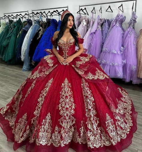 ✨New in store✨ Also available to order in Rose/Gold, Champagne/Gold and Royal/Gold . . . . . . #misquinceaños #mis15años #misquince #princesabymoncheri Red With Gold Quinceanera Dresses, Quincenera Dresses Red, Quince Decorations Red And Gold, Orange Quince Dresses, Red Theme Quinceanera Ideas, Red And Gold Quince Dress, Wine Red Quinceanera Dresses, Catalina Core, Quinceanera Dresses Red And Gold