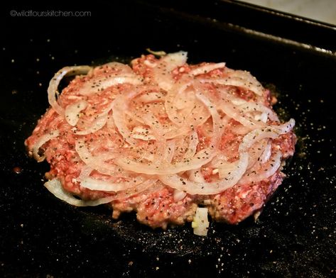 Oklahoma Onion Burger, Onion Burger Recipe, Pickle Pizza, Onion Burgers, Homemade Buns, Onion Burger, Hamburger Meat Recipes, Homemade Pickles, Steak Sandwich