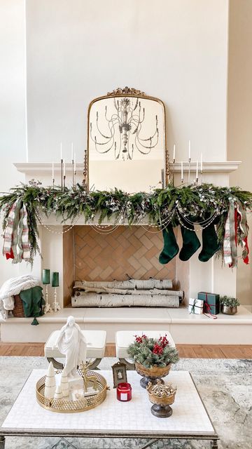 🌸Holly Jolley🌸 on Instagram: "Happy Saturday! I’m sharing more of my Red and Green Christmas Decor today. I love all the detail in this Christmas mantel. I carried over the ribbon and frosted berries from the tree to the mantel. You can read more about all these details in my blog post. Tap the link in my profile for the post and I’ll share the link in my stories too! . #christmasmantel #manteldecor #mantle #fireplace #fireplacedecor #christmasdecorating #christmasdecoration" Red And Green Christmas Decor, Frosted Berries, Green Christmas Decor, Mantle Fireplace, Red And Green Christmas, Christmas Mantel, Home Board, Wreaths & Garlands, Christmas Mantels