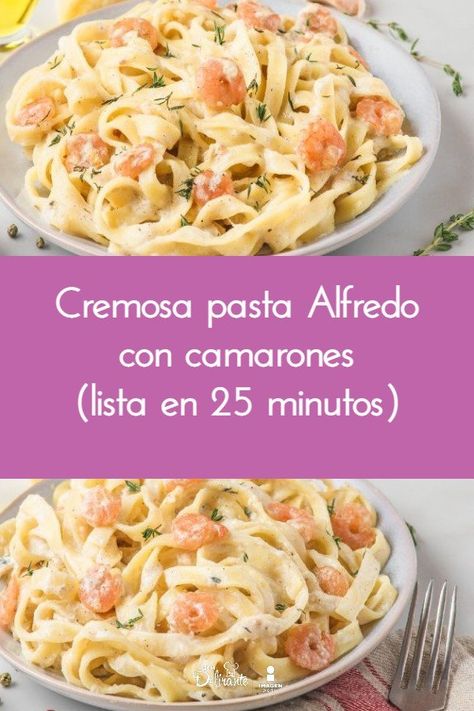 Pasta Alfredo Con Camarones, Pasta Alfredo Receta, Cooked Shrimp Recipes, Pasta Alfredo, Shrimp Recipes For Dinner, Alfredo Pasta, Spaghetti Recipes, How To Cook Shrimp, Satisfying Food