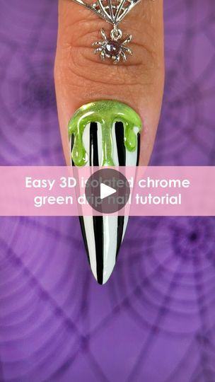 200K views · 32K reactions | Halloween Nail Tutorial: EASY 3D Isolated Chrome Drip 💚🖤🤍 Comment “GREEN DRIP” for everything you need to create this look 🔗 Do you want to see a full hand Beetlejuice-inspired nail look? ✨💅

Save & share for spooky nail inspo! 🎃💀

#chromenails #3dnails #halloweennails #spookynails #beetlejuicenails #fallnails #diynails #nailinspo #nailarttutorial #nailtech #nailtrends #glowinthedarknails #catnails #cutenails #greennails #halloween2024 #beetlejuice #halloween #bratnails | Daily Charme Official | daily_charme · Original audio Beetlejuice Nail Designs, Beetlejuice Nails, Spooky Nail, 200k Views, Beetlejuice Halloween, Nail Tutorial, Drip Nails, Green Chrome, Cat Nails