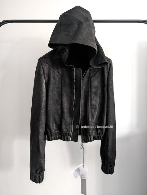 *NEW* LEATHER EDFU HOODED JACKET SS23 Lamb Leather Jacket, Rick Owens Jacket, Rick Owens Men, Concept Clothing, Men's Outerwear, Mens Outerwear, Lambskin Leather, Rick Owens, Hooded Jacket