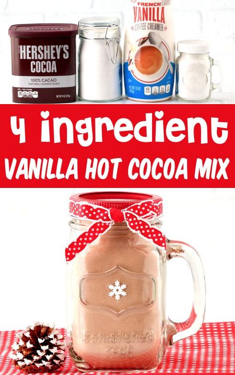 Hot Chocolate Recipes Hot Chocolate Mason Jar Recipe, Hot Cocoa Recipe In A Jar, Easy Hot Chocolate Mix Recipe, Hot Chocolate In A Jar Recipe, Cocoa Mix In A Jar, Diy Hot Chocolate Mix, Vanilla Hot Chocolate, Hot Chocolate In A Jar, Hot Cocoa Mix Recipe