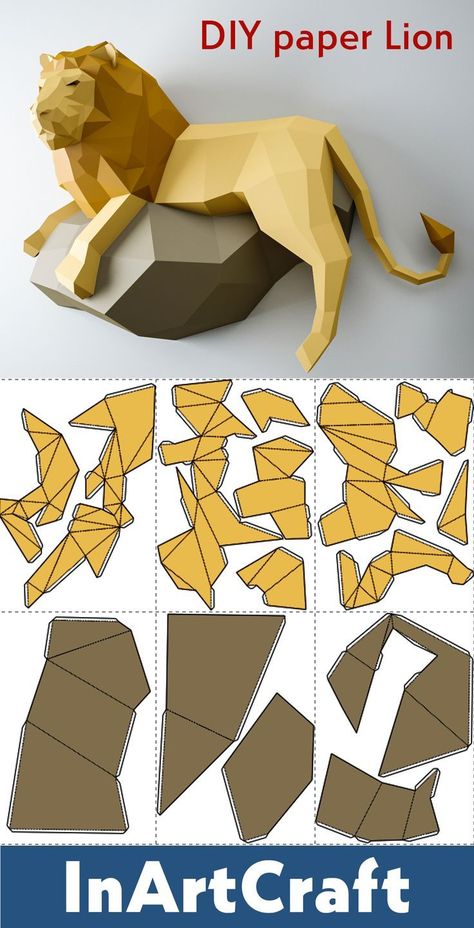 Papercraft Templates Free Downloads, 3d Paper Crafts Templates Free Printable, Paper Craft Templates Printable, Paper Trophy, 3d Paper Sculpture, Papercraft Download, Paper Flowers Diy Easy, Animal Templates, Easy Paper Flowers