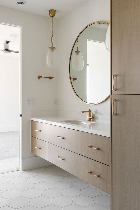 Bathroom Vanity With Tower, Floating Vanity Bathroom, Millhaven Homes, Bathroom Vanity Drawers, Bathroom Vanity Storage, Floating Bathroom Vanities, Bathroom Vanity Designs, House Bathrooms, Bathroom Drawers