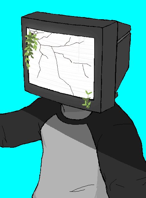 Tv Head Drawing, Tv Head Art, Tv Head Oc, Computer Head, Tv Heads, Object Head, Object Heads, Tv Head, Arte Obscura