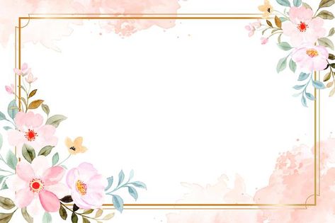 Flower Frame Design, Frame With Flowers, Purple Flowers Garden, Watercolor Frame, Pink Flower Bouquet, Frame Watercolor, Watercolor Flower Background, Floral Cards Design, Floral Frames