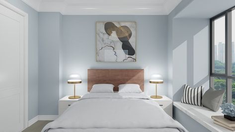 Sherwin-Williams Reveals Upward SW 6239 as the 2024 Color of the Year: A Serene Shade of Blue - New Interior Solutions Sw Upward Bedroom, Bunker Home, Color Of The Year 2024, Color Bedroom, Bedroom Makeovers, 2024 Color, Shade Of Blue, Bathroom Colors, Warm Brown