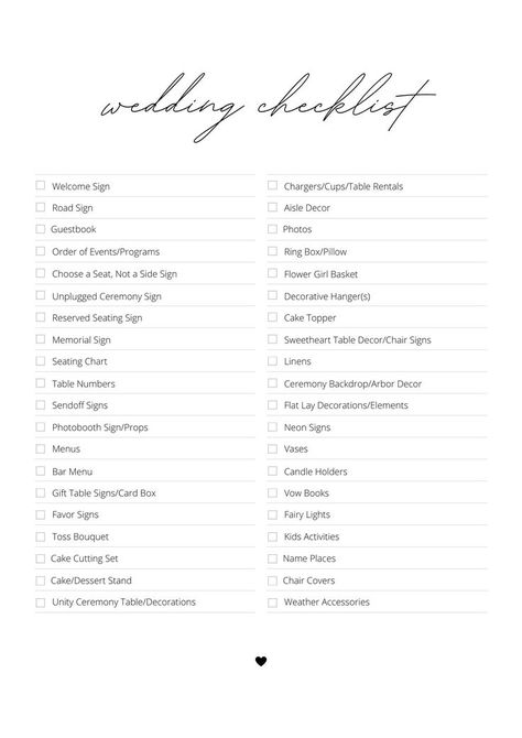 Sample decoration checklist for wedding reception, ceremony, cocktail hour, and more to make sure you have everything you need on your big day! Wedding Checklist Decor, Wedding Ceremony Rehearsal Guide, Wedding Reception Decor List, Decor Checklist For Wedding, Reception Checklist Wedding, Wedding Decorations Checklist, Ceremony Checklist, Checklist For Wedding, Reception Checklist