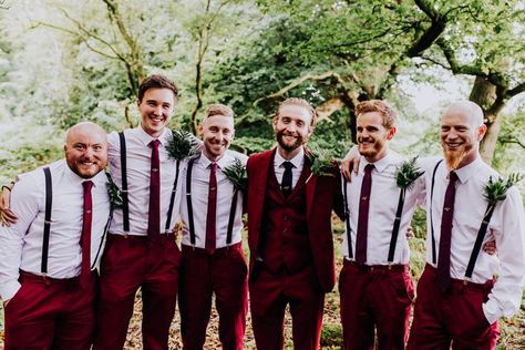 Photography Story, Wedding Groomsmen Attire, Wedding Tux, Groom Wedding Attire, Maroon Wedding, Burgundy Suit, Groom And Groomsmen Attire, Wedding Groomsmen, Story Board