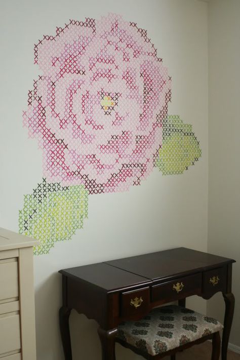 *explanation required: Cross Stitch Wall Art (Pinterest Challenge) Cross Stitch Painting Wall Art, Flowers Taped To Wall, Cross Stitch Wall Art, Cross Stitch Painting, Stitch Painting, Stitch Artwork, Cuadros Diy, Pinterest Challenge, Metal Tree Wall Art