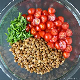 The Garden Grazer: 5-Minute Lentil Tomato Salad Garden Grazer, Canned Lentils, Easy Vegan Recipes, Lentil Salad, Lentil Recipes, Healthy Ingredients, Tomato Salad, Whole Foods, Vegan Recipes Easy