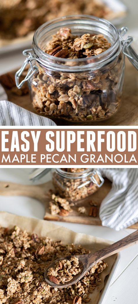 Diy Granola Bars, Diy Granola, Maple Pecan Granola, Fall Treats Recipes, Indulgent Recipes, Pecan Granola, Maple Granola, Yogurt Parfaits, Easy Breakfasts