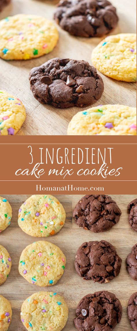 Homan at Home Three Ingredient Cake, 3 Ingredient Cake, 3 Ingredient Cakes, 3 Ingredient Cookies, Easy Cupcake Recipes, Cake Mix Cookie Recipes, Dessert Simple, Easy Cheesecake Recipes, Chocolate Cookie Recipes