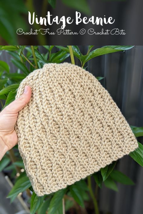 Vintage Beanie Crochet Free Pattern Vintage Crochet Beanie Pattern, Retro Handmade Crochet Beanie, Vintage Crochet Beanie For The Beach, Beanie Crochet Free Pattern, Winter Vintage Crochet Yarn Hat, Crochet Lightweight Beanie, Beanie Hat Crochet, Vintage Beanie, Crochet Beanie Pattern Free