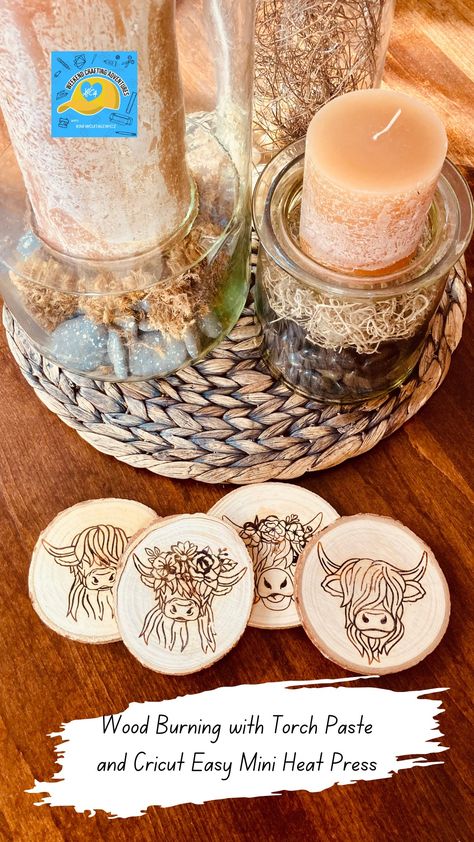 Torch Paste Wood Burning, Mini Heat Press, Rustic Wood Coasters, Heat Press Projects, Stencil Wood, Woodburning Projects, Wood Burning Crafts, Easy Wood, Diy Presents