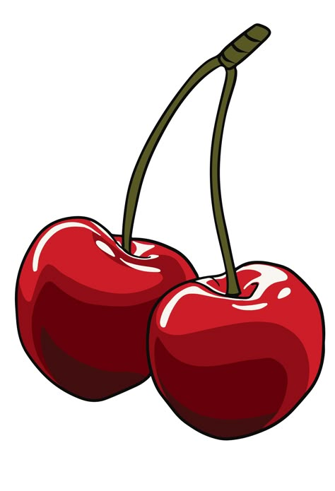 Pictures Of Cherries, How To Draw A Cherry, Cherries Pictures, Cherry Illustration Design, Cherries Sketch, Cherry Painting Easy, Cherry Art Drawing, Cute Cherry Drawing, Cherry Reference