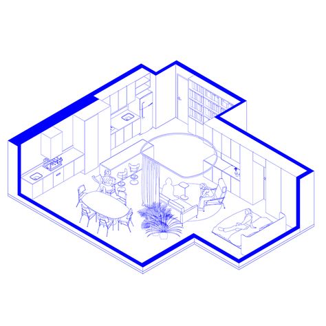 PNR Apartment / Metamoorfose Studio | ArchDaily Perspective Floor Plan, Isometric Design Architecture, Apartment Isometric, One Room Apartment Ideas, Functionalism Architecture, Isometric Apartment, Architecture Scheme, Archdaily Interiors, 1 Room Apartment