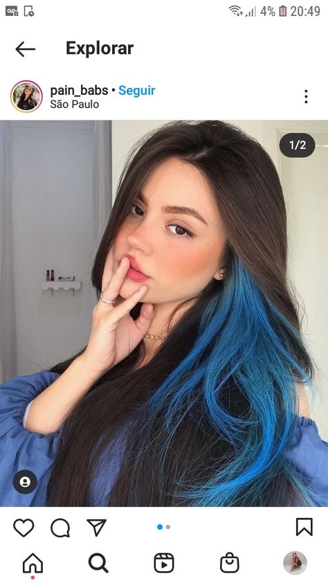 Blue Hair Highlights, Hidden Hair Color, Venus Of Willendorf, Korean Hair Color, Hair Color Underneath, Hair Inspiration Long, Dyed Red Hair, Dyed Hair Inspiration, Hair Streaks