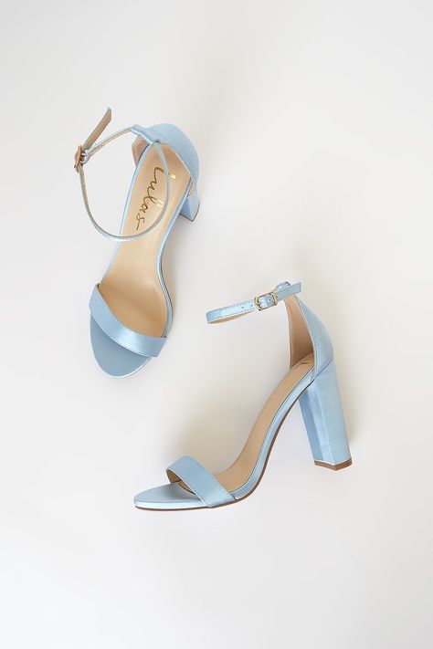 Blue Heels Outfit, Light Blue Wedding Shoes, Brides Maid Shoes, Hoco Heels, Baby Blue Heels, Light Blue Heels, Shoes Heels Prom, Blue Satin Heels, Teal Heels