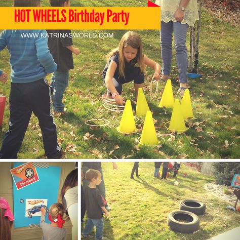 Cone toss game Hot Wheels Party Games, Hot Wheel Activities, Tonka Party, Hot Wheels Birthday Party Ideas, Hot Wheels Birthday Party, Hot Wheel Games, Planes Birthday Party, Hotwheels Birthday Party, Planes Birthday