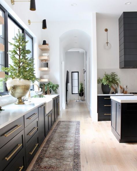 House Of Silver Lining, The House Of Silver Lining, White Oak Kitchen, Hearth Room, Oak Kitchen, Black Cabinets, Silver Lining, Küchen Design, Home Tour