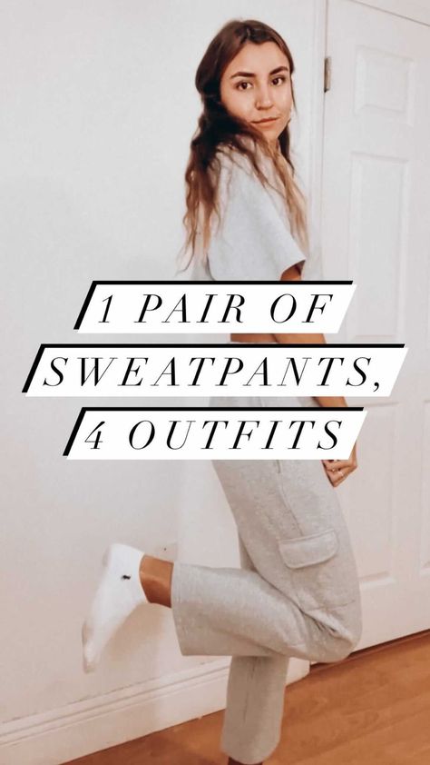 titimontiel on Instagram: Just 4 casual outfits with the same pair of sweatpants ✔️ #sweatpants #casualoutfits @nastygal What To Wear With Gray Sweatpants, Cargo Sweats Outfit, What To Wear With Grey Sweatpants, How To Style Sweats, Cargo Sweatpants Outfit, Sweats Outfit, Gray Sweatpants, Sweatpants Outfit, Grey Sweatpants