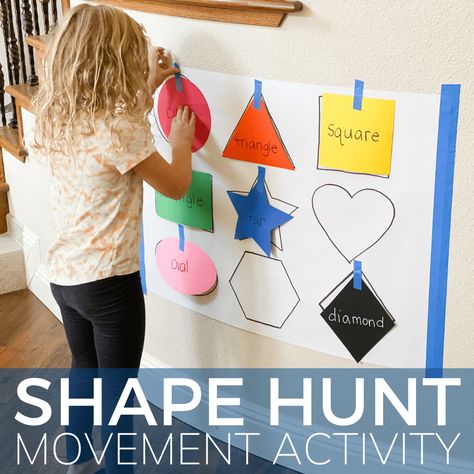 Matching Activity For Preschoolers, Shape Hunt, Shapes For Toddlers, Shapes Lessons, Shape Activities Preschool, Activity For Preschoolers, Circle Time Activities, Teaching Shapes, Favorite Activity