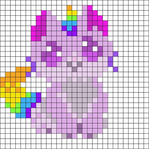 Unicorn Kitty Perler Bead Pattern | Bead Sprites | Animals Fuse Bead Patterns Unicorn Hama Beads, Unicorn Bead Pattern, Unicorn Perler Beads, Lisa Frank Perler Bead Patterns, Unicorn Perler Bead Pattern, Cat Perler Bead Patterns, Halloween Perler, Unicorn Dream Catcher, Unicorn Kitty