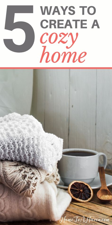 Wish you could come home to a cozy home every day? Here are 5 simple ways to make it happen! #cozy #home #haven #homemaking #hometoahaven How To Hygge Your Home, How To Make Home More Cozy, How To Make My Home Cozy, Hygge Family Room, Hygge 2023, Rental Updates, Hygge Challenge, Danish Traditions, Cozy Cottage Living Room