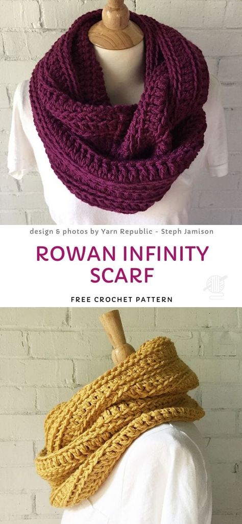 Crochet Infinity Scarves for Beginners - Crochet Infinity Scarves, Crochet Infinity Scarf Free Pattern, Crochet Scarf For Beginners, Crochet Wraps, Crochet Infinity Scarf Pattern, Crochet Cowl Free Pattern, Infinity Scarf Pattern, Crochet Scarf Pattern Free, Crochet Infinity Scarf