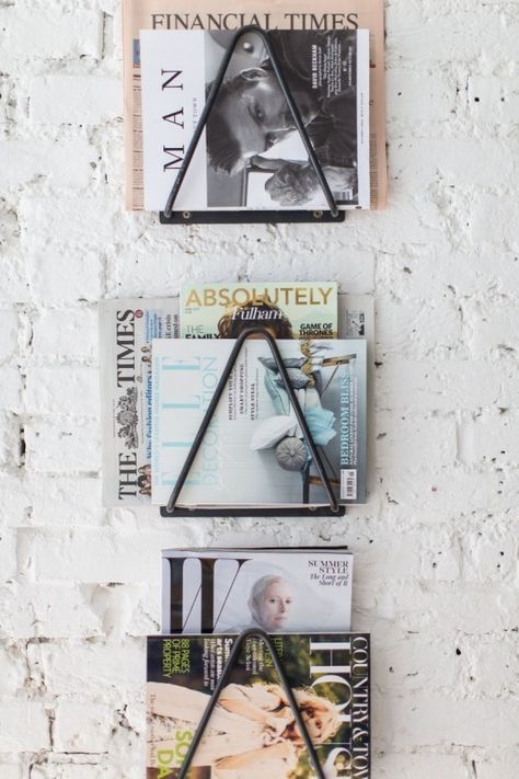 Industrial Magazine Rack - Foter Wall Magazine Holder, Magazine Display, Parsons Green, Magazine Wall, Magazine Storage, White Cafe, Interior Vintage, Ideas Para Organizar, Diy Magazine