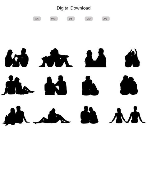 Couple Sitting Illustration, Couples Silhouette, Lovers Silhouette, Sitting Silhouette, Couple Sitting Together, Couples Doodles, People Silhouette, Couple Shadow, Couple Sitting